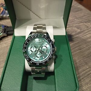 Automatic Watch with Silver and Black Bezel